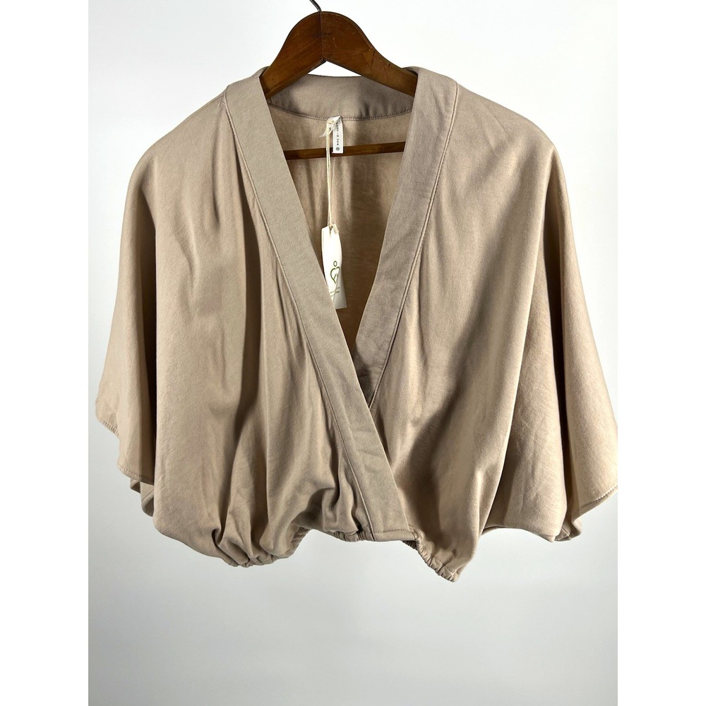 NWT Fabina Kimono Crop Top Beige Hemp & Organic Cotton Soft  Made In USA Size M